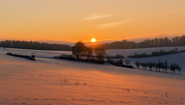 istock Beautiful winter sunrise sun 1306154281