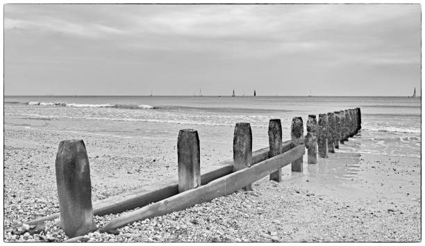 istock black and white Image-Across the groynes 1306155978