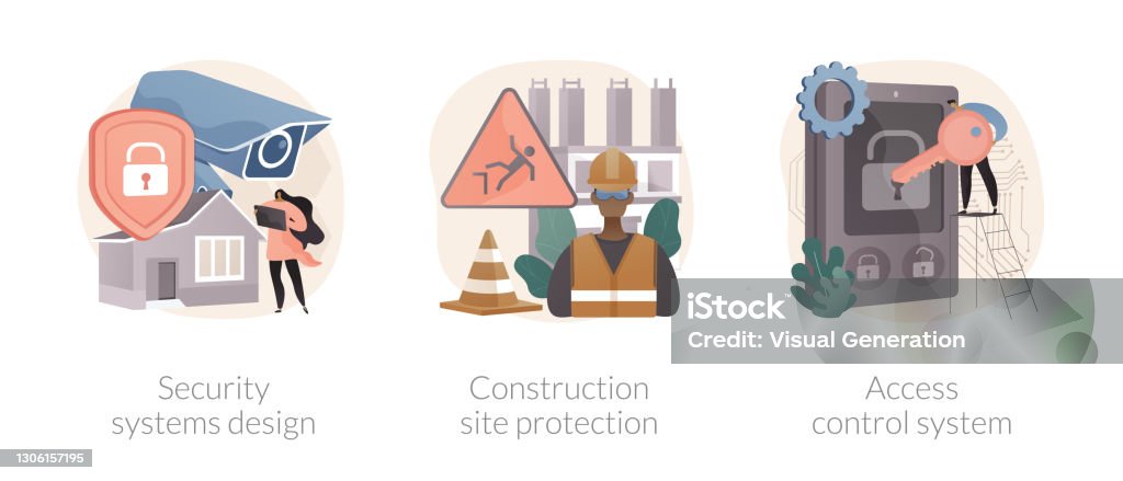 Construction Security Services Abstract Concept Vector Illustrations ...