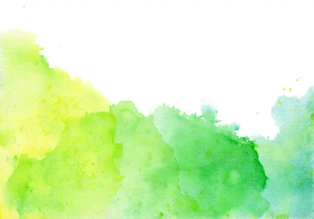 Photo of Watercolor Splashes In Green And Yellow Springtime