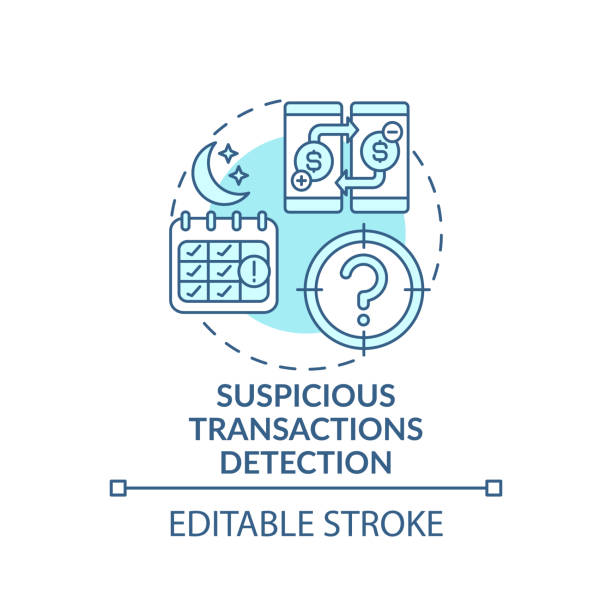 Suspicious transactions detection concept icon Suspicious transactions detection concept icon. Terrorist financing idea thin line illustration. Money laundering crimes. Vector isolated outline RGB color drawing. Editable stroke terrorist financing stock illustrations
