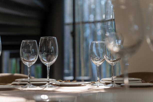 istock Beautiful table setting with glasses, plates and napkins-2. Clouse-up. 1306168192