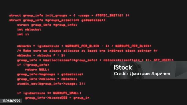 Red Computer Code Red Hacker Text Code On Screen Stock Photo - Download ...