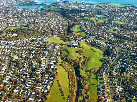 Aerial view of Auckland's suburbs, Auckland, New Zealand