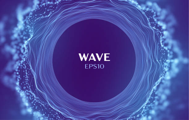 ilustraciones, imágenes clip art, dibujos animados e iconos de stock de ola de datos de sonido. fondo vectorial de música abstracta. círculo de la ola de música en la nube - science backgrounds purple abstract