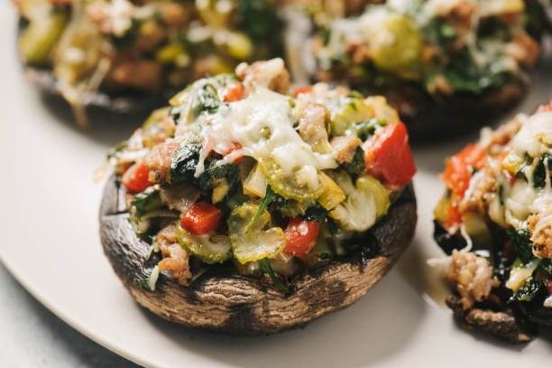 istock Sausage stuffed mushrooms with cheese 1306171065