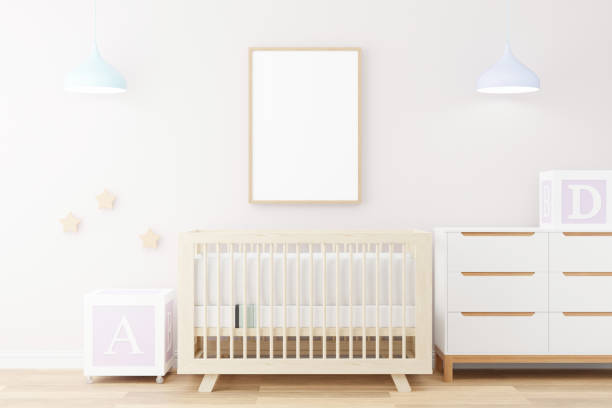 istock Mock up poster frame in children room. 1306171391