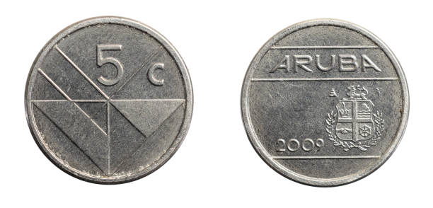 istock Aruba five cents coin on white isolated background 1306171878