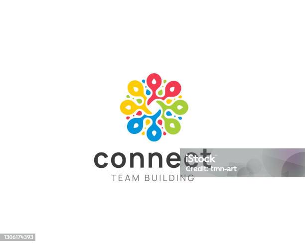 Abstract Connection Logo Sign Colorful Teamwork Logotype Vector Design ...