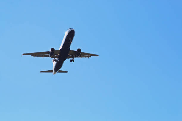 Madrid, Spain. 29 09 2018. Plane approaching the Madrid-Barajas Adolfo Suárez airport runway.