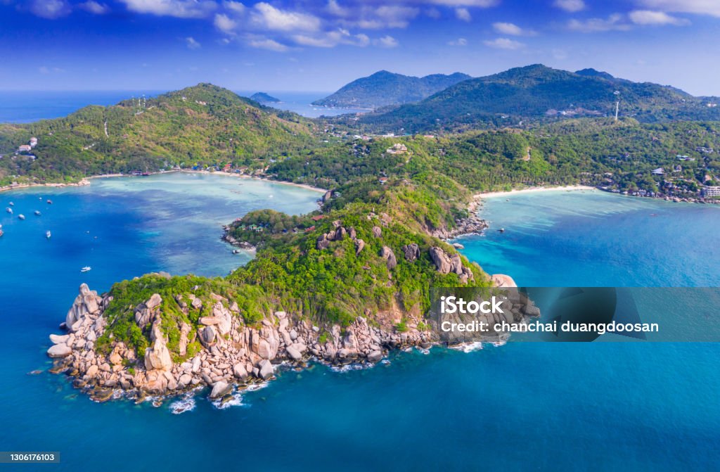 View of Koh Tao island from the South looking North at Surat thani,Thailand. View of Koh Tao island from the South looking North at Surat thani,Thailand Koh Tao - Thailand Stock Photo