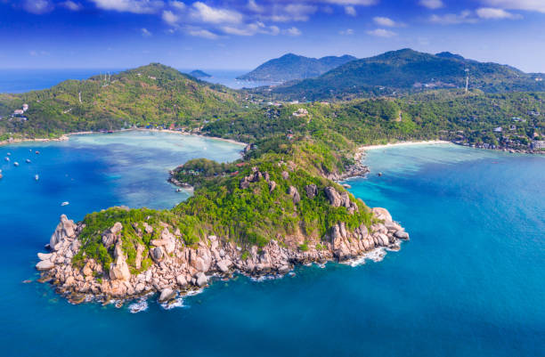 View of Koh Tao island from the South looking North at Surat thani,Thailand. View of Koh Tao island from the South looking North at Surat thani,Thailand koh tao thailand stock pictures, royalty-free photos & images