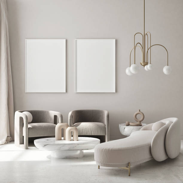 istock mock up poster frame in modern interior background, living room, Art Deco style, 3D render, 3D illustration 1306176135