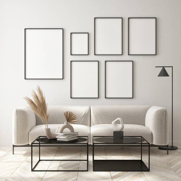 istock mock up poster frame in modern interior background, living room, Art Deco style, 3D render, 3D illustration 1306176157