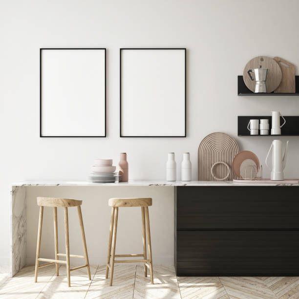 istock mock up poster frame in modern interior background, living room, Art Deco style, 3D render, 3D illustration 1306176183