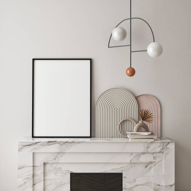 istock mock up poster frame in modern interior background, living room, Art Deco style, 3D render, 3D illustration 1306176196