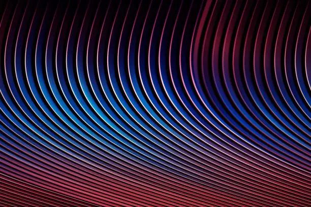 Photo of abstract background curved color asymmetric lines in blue