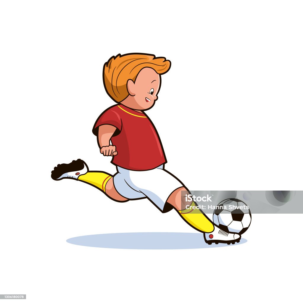 Một Cầu Thủ Bóng Đá Nam Đá Bóng Trong Một Cú Nhảy Vector Minh Họa ...
