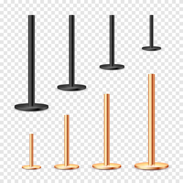 istock Realistic metal poles collection isolated on transparent background. Glossy bronze and steel pipes of various diameters. Billboard or advertising banner mount, holder. Vector illustration 1306180809