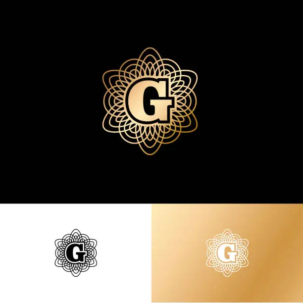 Vector illustration of G letter. G monogram with geometry ornament. Classic style.