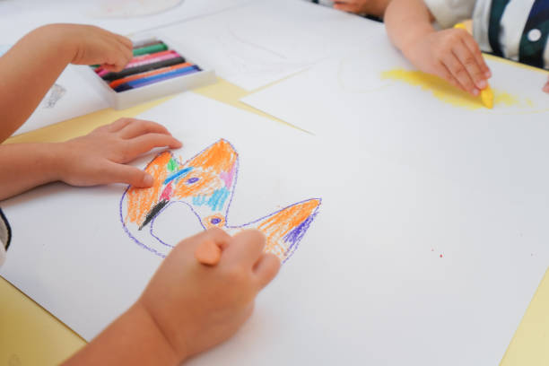 Children painting at a Kindergarten