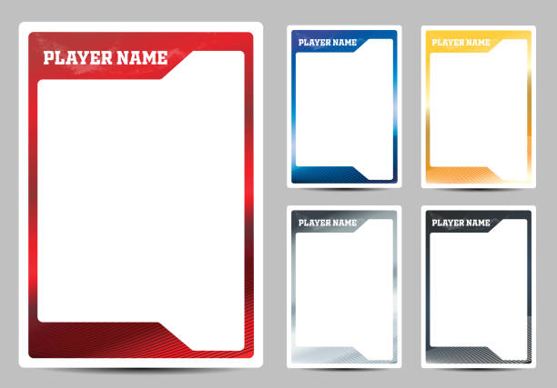 hockey-spieler trading-karte rahmen rahmen vorlage design flyer - kartenspiel stock-grafiken, -clipart, -cartoons und -symbole