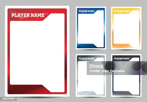 Hockeyspieler Tradingkarte Rahmen Rahmen Vorlage Design Flyer Stock Vektor Art und mehr Bilder von Kartenspiel