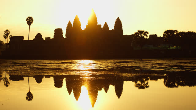 Sunrise over Angkor Wat Cambodia in Timelapse