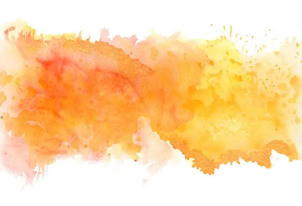 Photo of Watercolor Orange Clouds Isolated On White Background