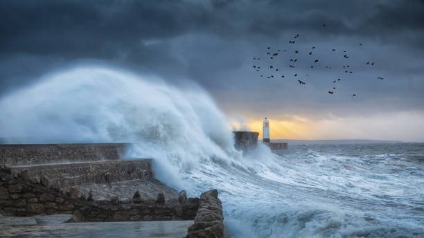 istock Crashing waves at Porthcawl 1306195570