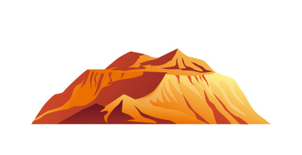 ilustraciones, imágenes clip art, dibujos animados e iconos de stock de meseta de montaña en el desierto aislado icono de dibujos animados. paisaje natural vectorial, cumbres montan paisajes. arenas de colorado y acantilados pedregosos amarillos o naranjas, naturaleza salvaje del oeste. panorama de montañas rocosas - altiplanicie