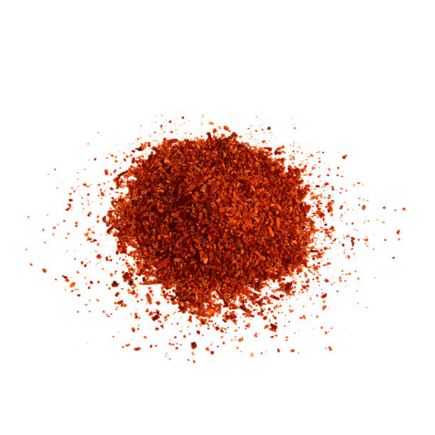 Avocado seed baked grounded as flakes. Nutritional supplement. Isolated