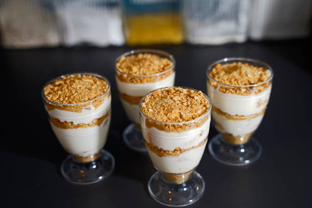 istock Dessert with yogurt curd tangerine cookies and cream 1306199662