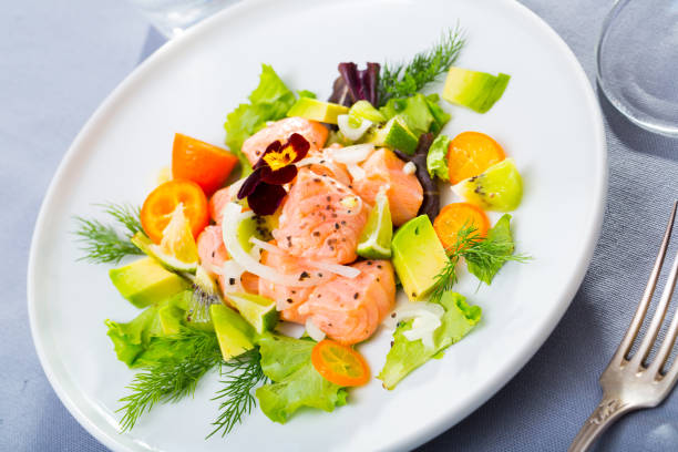 istock Salmon ceviche with avocado, kumquat 1306202166