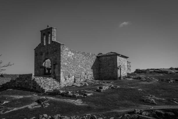 Castle Church Ruins of XIII century Romanesque style church, Igreja de Santa Maria do Castelo in historical village Castelo Mendo in Portugal medieval restraints stock pictures, royalty-free photos & images