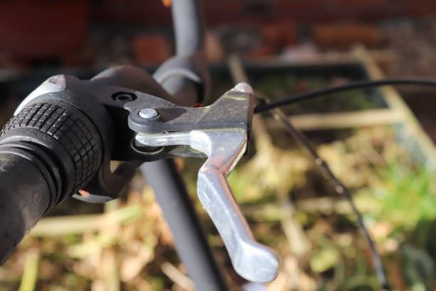 istock Selective focus show at the handbrake lever on a bicycle. 1306203701