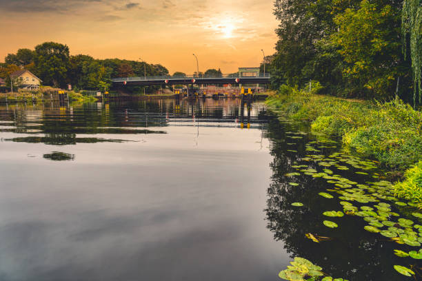 istock evening atmosphere at the canal with bridge and lock 1306204306
