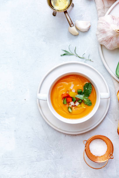 istock Fresh gazpacho, tomato soup, cold summer food 1306205601