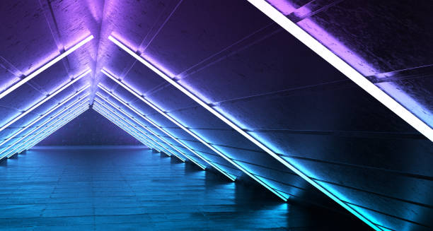 istock Futuristic Concrete Tunnel with Neon Lights 1306210670