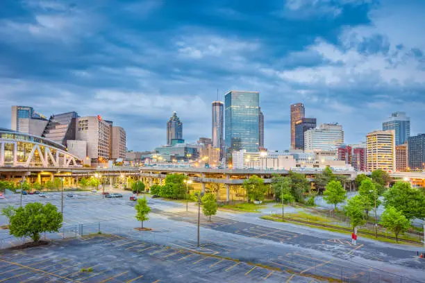 Skyline of downtown Atlanta Georgia USA in the evening