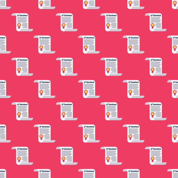 19th Amendment Women's Vote Pattern A seamless pattern created from a single flat design icon, which can be tiled on all sides. File is built in the CMYK color space for optimal printing and can easily be converted to RGB. No gradients or transparencies used, the shapes have been placed into a clipping mask to ensure it tiles seamlessly on all sides. us constitution stock illustrations