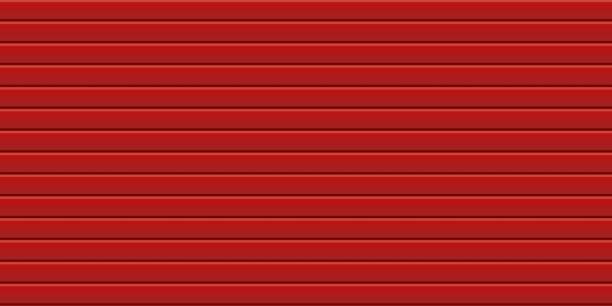 빨간색 물결 모양 슬레이트의 벡터 매끄러운 패턴. 아연 도금 철 시트. 컬러 골판지 금속 지붕 시트 텍스처 배경. 금속 지붕, 금속 사이딩, 덮개 또는 펜싱 프로파일 시트. - corrugated iron metal red background red stock illustrations