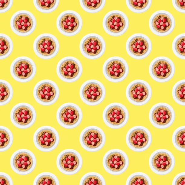 Vector illustration of Strawberry Chocolate Waffle Pattern