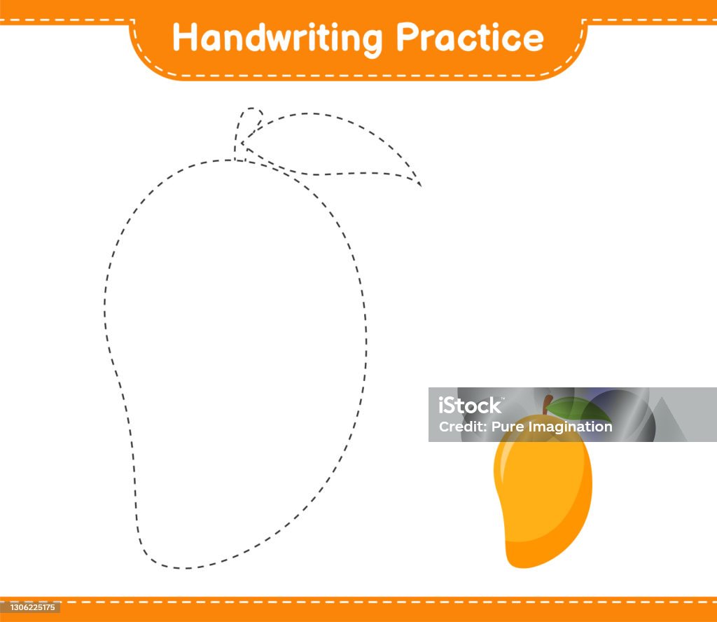 Hand Writing Mango Handwriting Practice Tracing Lines Of Mango Educational Children Game ...