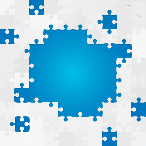 illustrations, cliparts, dessins animés et icônes de fond vectoriel de bannière a fait des pièces puzzle de puzzle - portion blue jigsaw puzzle puzzle