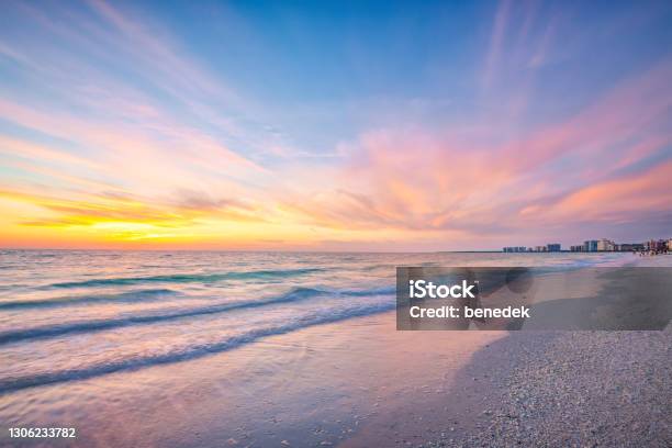 Sunset Sky Beach Florida Usa Stock Photo - Download Image Now - Beach, Naples - Florida, Florida - US State