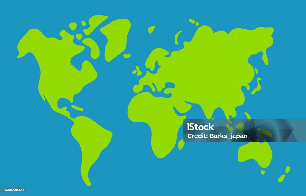Illustration simplifiée de vecteur de carte du monde - clipart vectoriel de Planisphère libre de droits