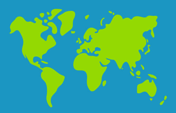 ilustrasi vektor peta dunia yang disederhanakan - peta dunia ilustrasi stok