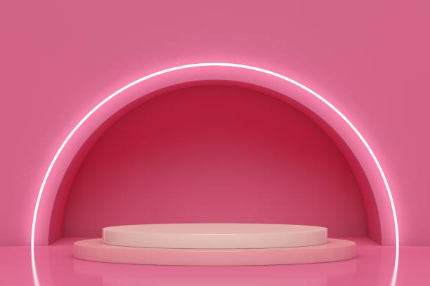 istock Modern 3D abstract background platform for product presentation. Empty product stand 1306237155