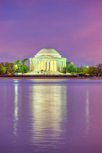 jefferson memorial washington dc usa di notte - washington dc night jefferson memorial memorial foto e immagini stock